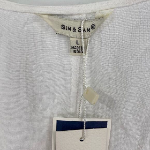 Sim & Sam White Crop Blouse with Tie Front and Short Sleeves size L - Picture 2 of 4
